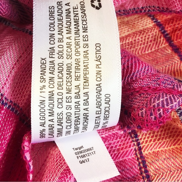 NWT Isabel Maternity Pink Plaid Button Down Tunic w/ Tie Belt Large - Picture 13 of 16